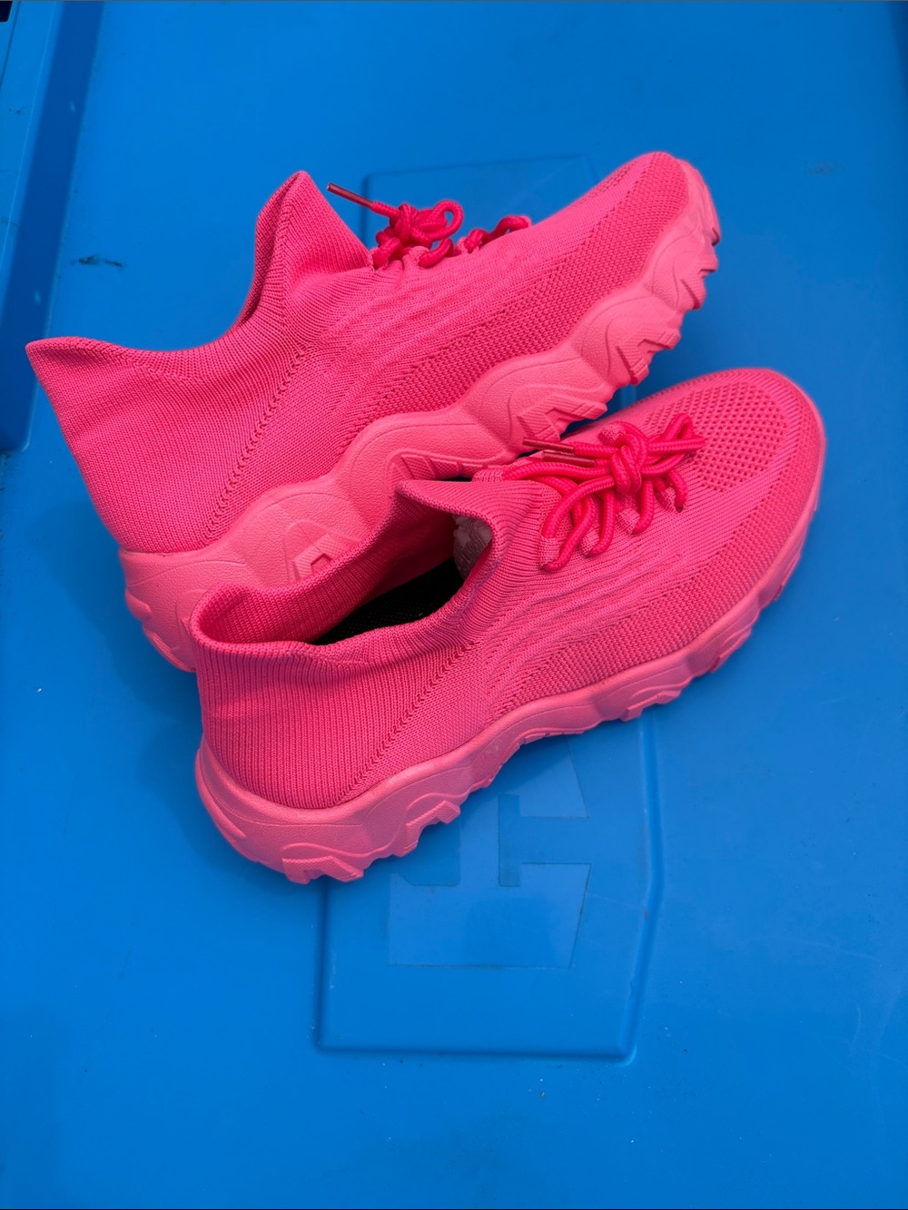 Hot Pink Knit Slip-On Sneakers - Picture 2 of 6